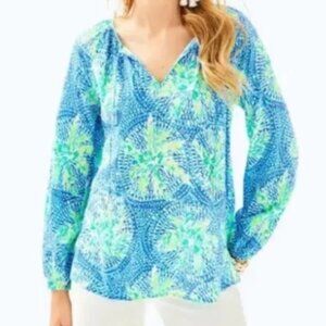 Lilly Pulitzer Willa Blue Green Tunic Top  size XXS
